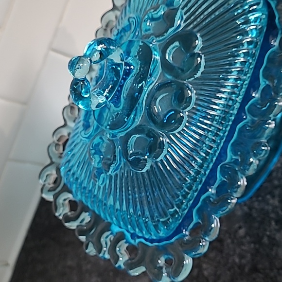 Indiana Blue Glass Covered Pedestal Dish - Picture 5 of 16